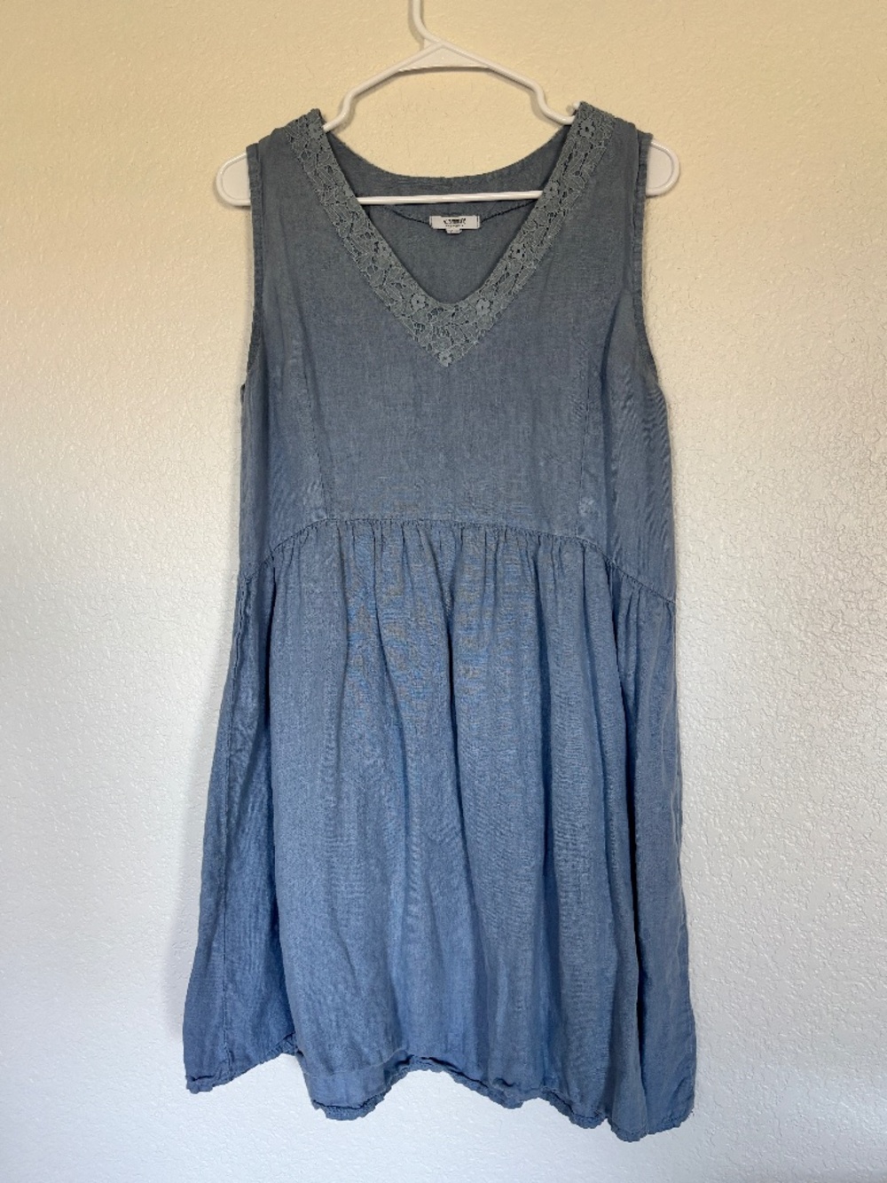 Rosemarine Made in Italy 100% Linen Sleeveless Dress Blue Size Medium